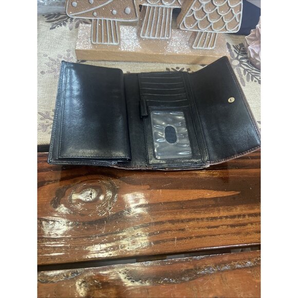 BRAHMIN | Tuscan Checkbook Clutch | Brown/Black Croc Texture Vintage Wallet - Picture 8 of 12